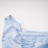 Hannah Blue One Shoulder Satin Maxi Dress