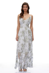 Hanne Green Floral VNeck Sleeveless Maxi Dress