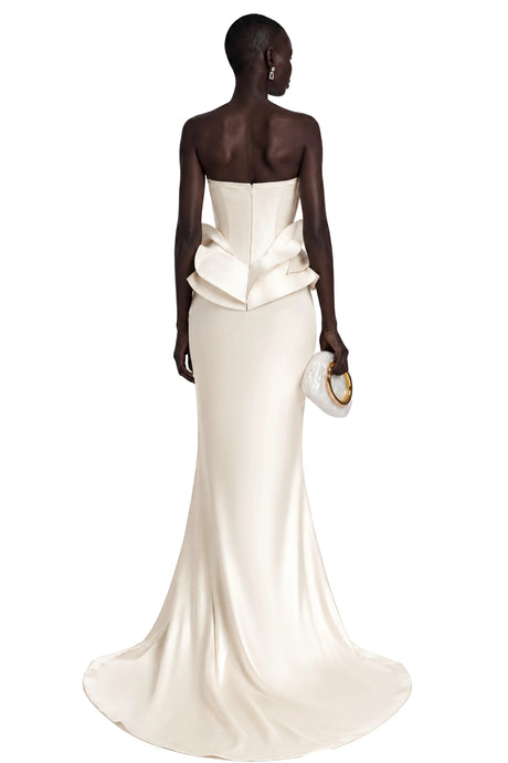 Cherish Maxi Dress White Off Shoulder Ruffled with Slit