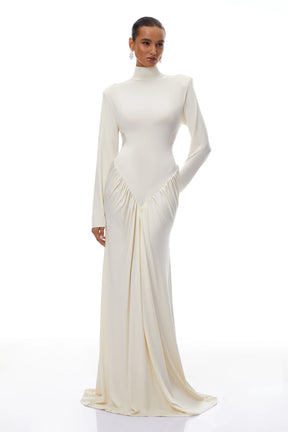 Harriet White Cut Out Ruched Maxi Dress