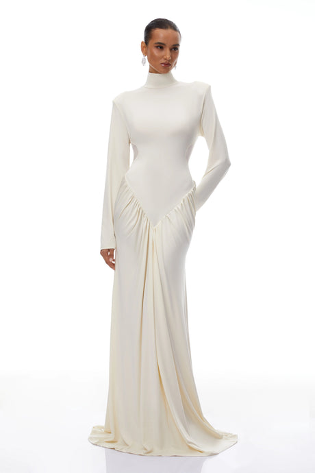Remi Maxi Dress White Cut Out Ruched