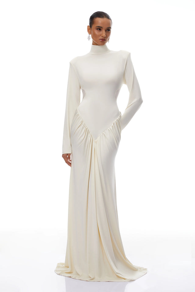Harriet White Cut Out Ruched Maxi Dress