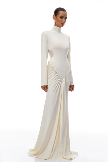Remi Maxi Dress White Cut Out Ruched