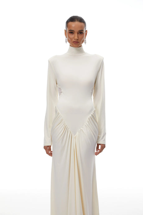 Remi Maxi Dress White Cut Out Ruched