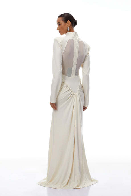 Remi Maxi Dress White Cut Out Ruched