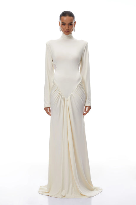 Remi Maxi Dress White Cut Out Ruched