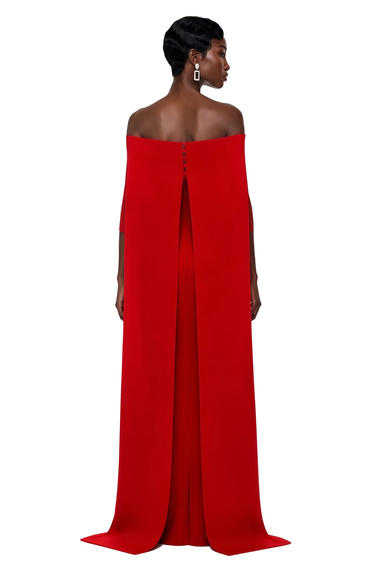 Havva Red Maxi Dress with Cape Sleeves