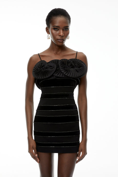 Lilah Mini Dress Black 3D Petal