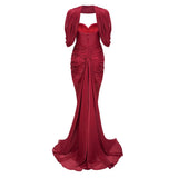Hazel Burgundy Asymmetrical Draped Maxi Dress