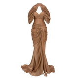 Hazel Gold Asymmetrical Draped Maxi Dress