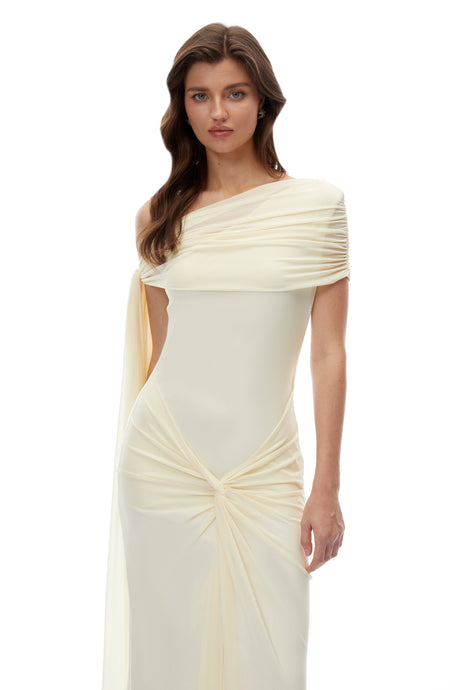 Vincenzina Maxi Dress Yellow One Shoulder Asymmetrical