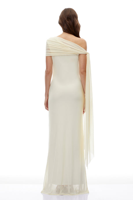 Vincenzina Maxi Dress Yellow One Shoulder Asymmetrical