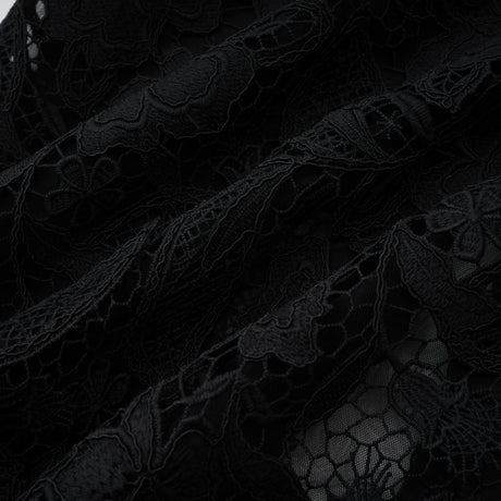 Olivia Maxi Dress Black Beaded Lace with 3D Florals