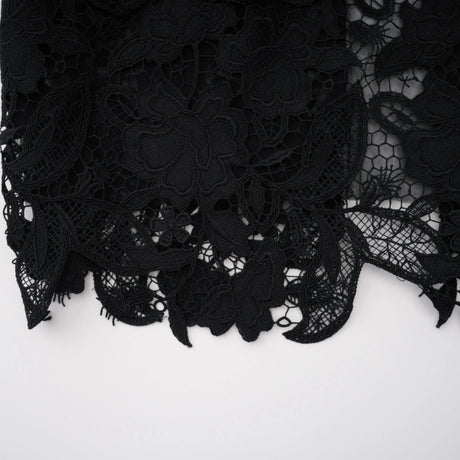 Sofia Maxi Dress Black Beaded Lace with 3D Florals