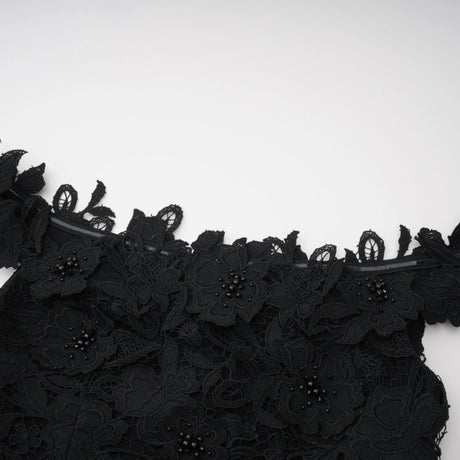 Olivia Maxi Dress Black Beaded Lace with 3D Florals