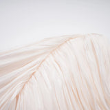 Hege Cream Glossy Ruched Cape Maxi Dress