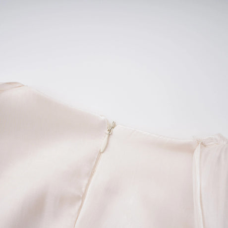 Makayla Maxi Dress Cream Glossy Ruched Cape