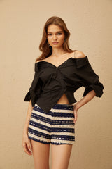 Hélène Black Deconstructed Cropped Blouse