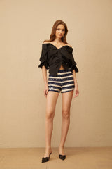 Hélène Black Deconstructed Cropped Blouse