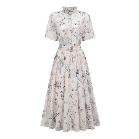 Alberta Midi Dress White Floral Print Summer