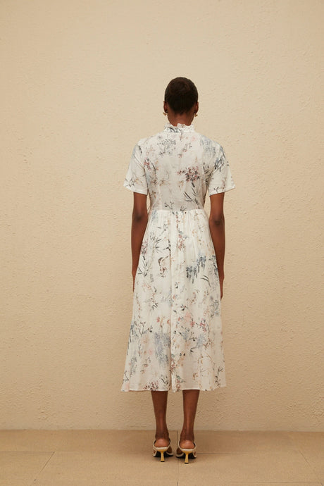 Alberta Midi Dress White Floral Print Summer