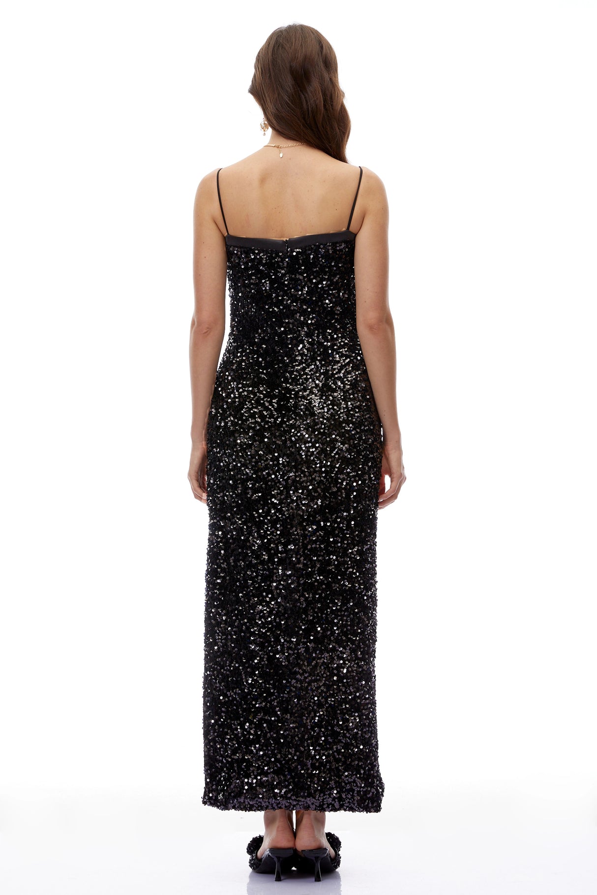 Henrietta Black Sweetheart Sequin Maxi Dress