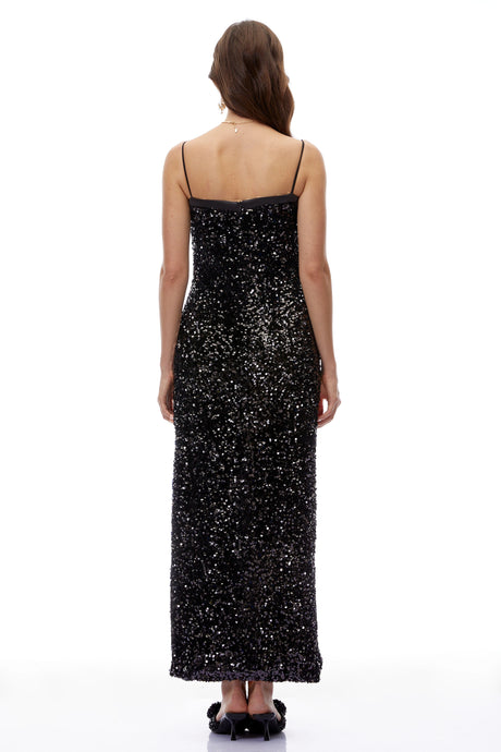 Lucille Maxi Dress Black Sweetheart Sequin