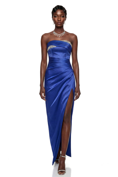 Beppina Maxi Dress Royal Blue Off Shoulder Ruched