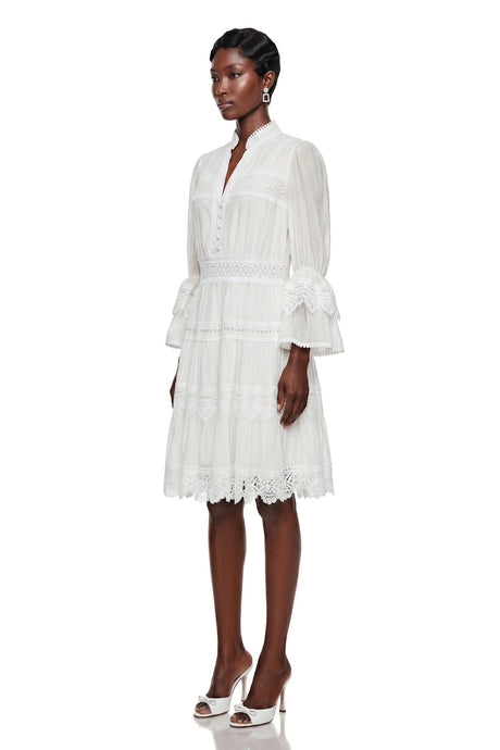 Michelina Mini Dress White Ruffled Floral Lace