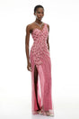Hestia Pink Asymmetrical Embellished Maxi Dress
