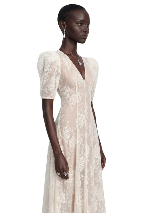 Summer Maxi Dress White V-Neck Lace