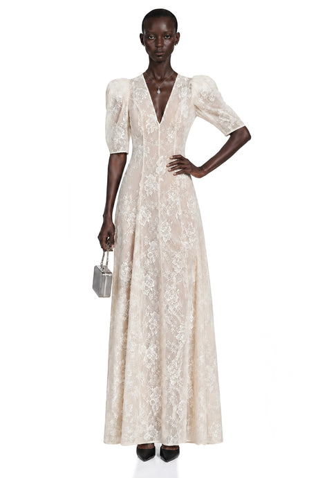 Summer Maxi Dress White V-Neck Lace