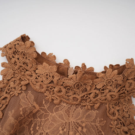 Martina Mini Dress Chocolate Brown Halterneck Mesh