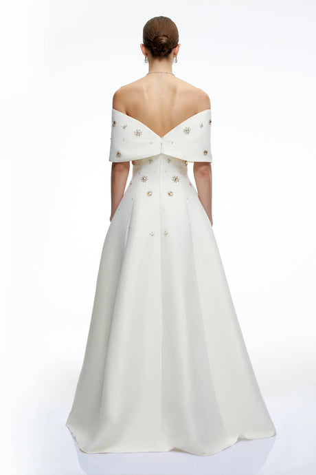 Artemisia Maxi Dress Cream Beaded Off Shoulder