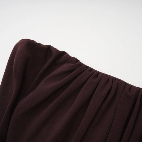 Savina Maxi Dress Chocolate Brown Off Shoulder