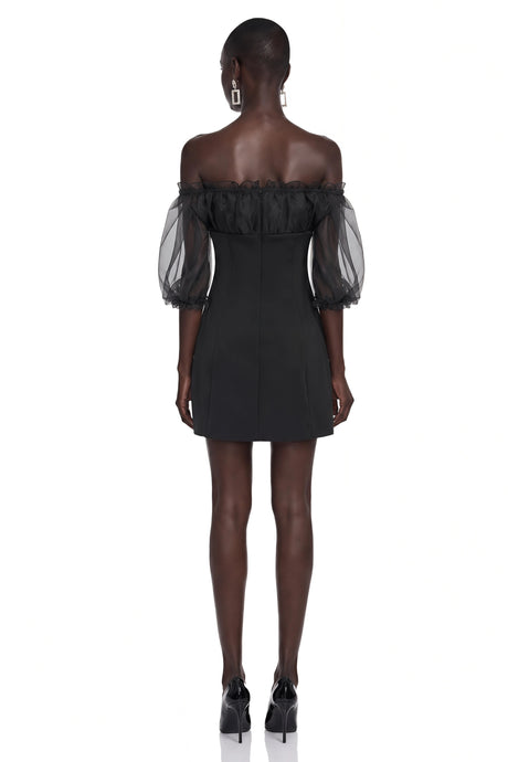 Mariarosa Mini Dress Black Off Shoulder Ruffled