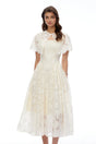 Huia Cream Lace Midi Dress with Cape