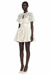 Huia Cream Lace Mini Dress with Cape