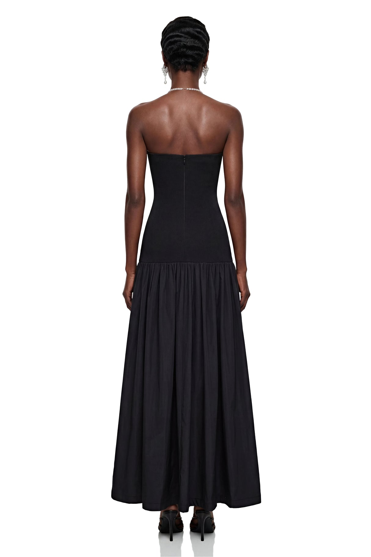 Hypatia Black Off Shoulder Ruched Maxi Dress