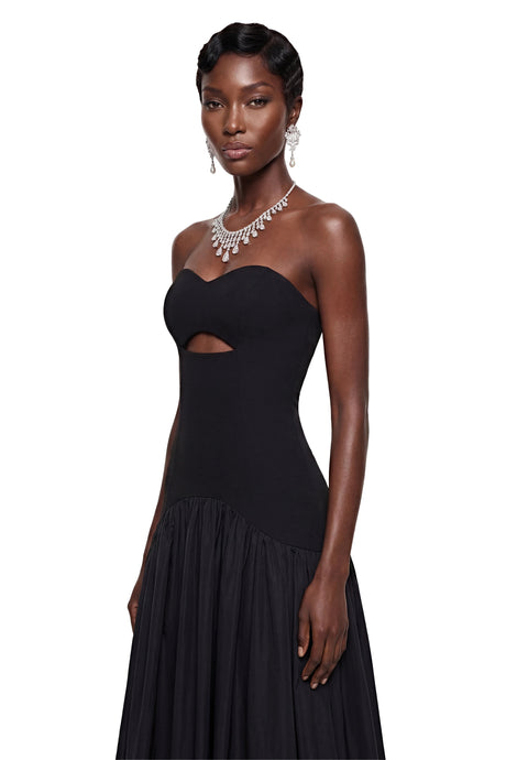 Antonella Maxi Dress Black Off Shoulder Ruched