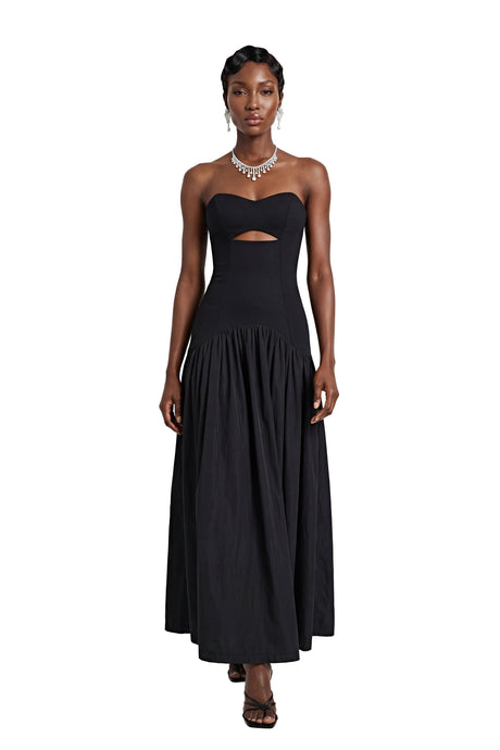 Antonella Maxi Dress Black Off Shoulder Ruched