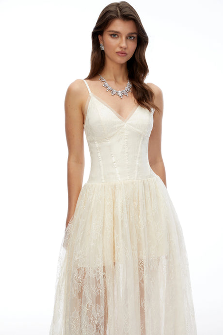 Lola Midi Dress Cream Sweetheart Lace