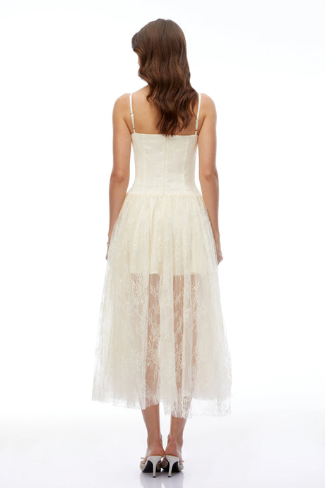 Lola Midi Dress Cream Sweetheart Lace