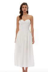 Ilinca White OffShoulder Ruched Maxi Dress