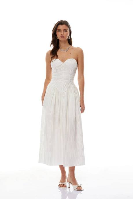 Giulia Maxi Dress White Off-Shoulder Ruched