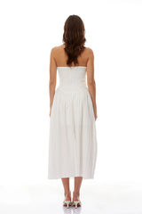 Ilinca White OffShoulder Ruched Maxi Dress