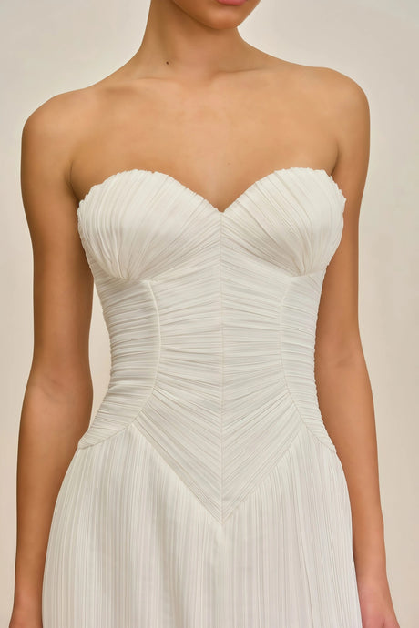 Giulia Maxi Dress White Off-Shoulder Ruched