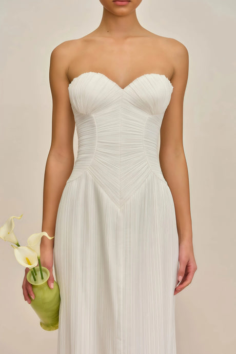 Giulia Maxi Dress White Off-Shoulder Ruched