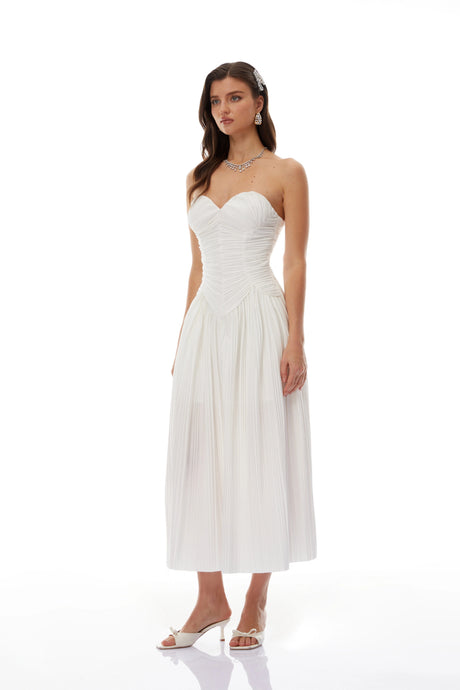Giulia Maxi Dress White Off-Shoulder Ruched