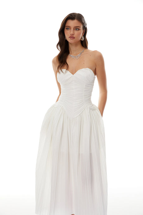 Giulia Maxi Dress White Off-Shoulder Ruched